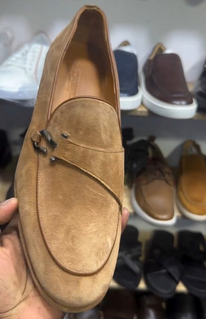 Khaki Buckle Monk Shoes
