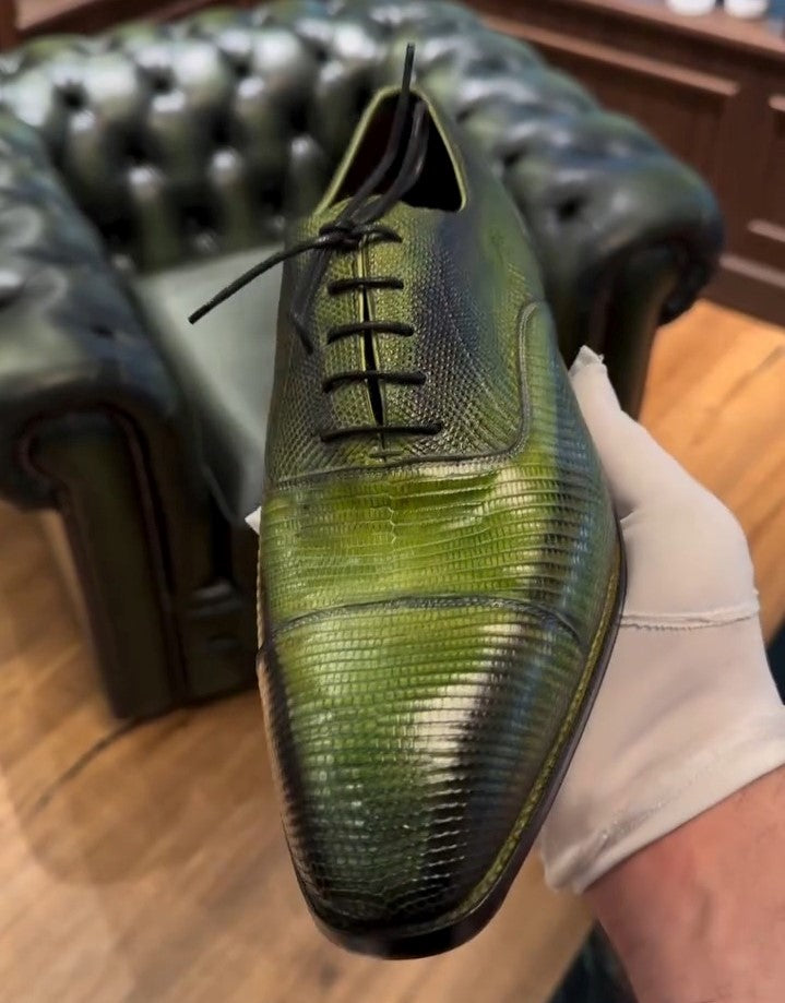 Men's Oxford Shoes - Green Lizard