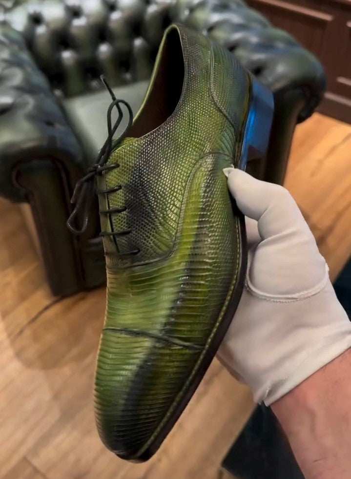 Men's Oxford Shoes - Green Lizard