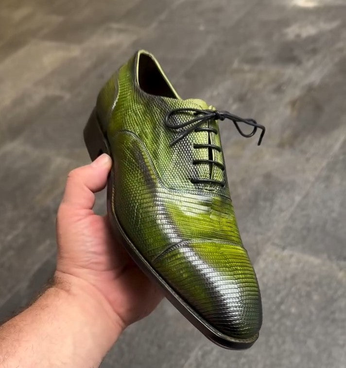 Men's Oxford Shoes - Green Lizard