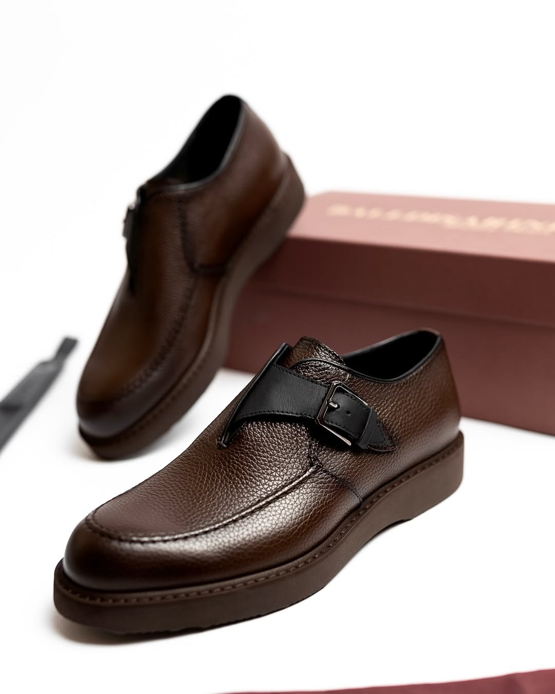 Men's Brown Handmade Leather Monks Shoes