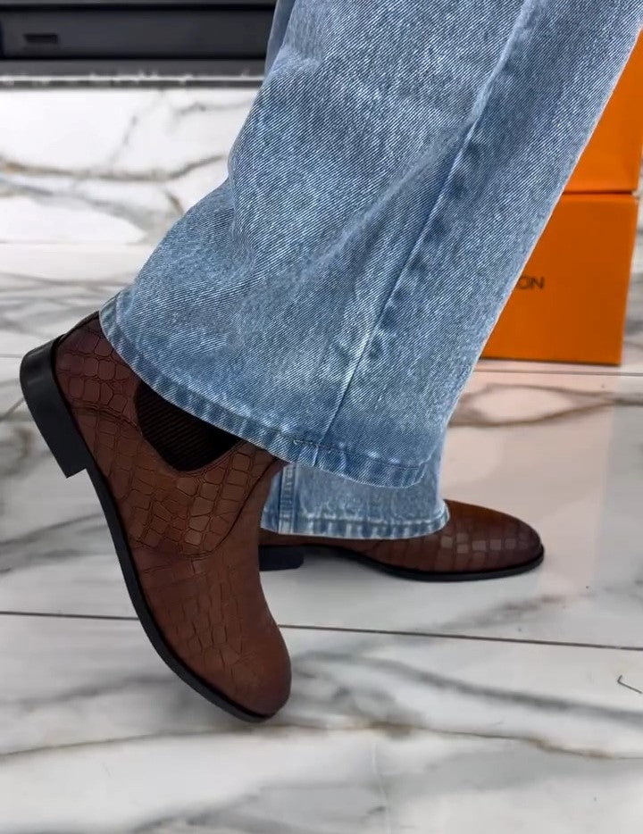 Men's Brown Cracked Ankle Boots