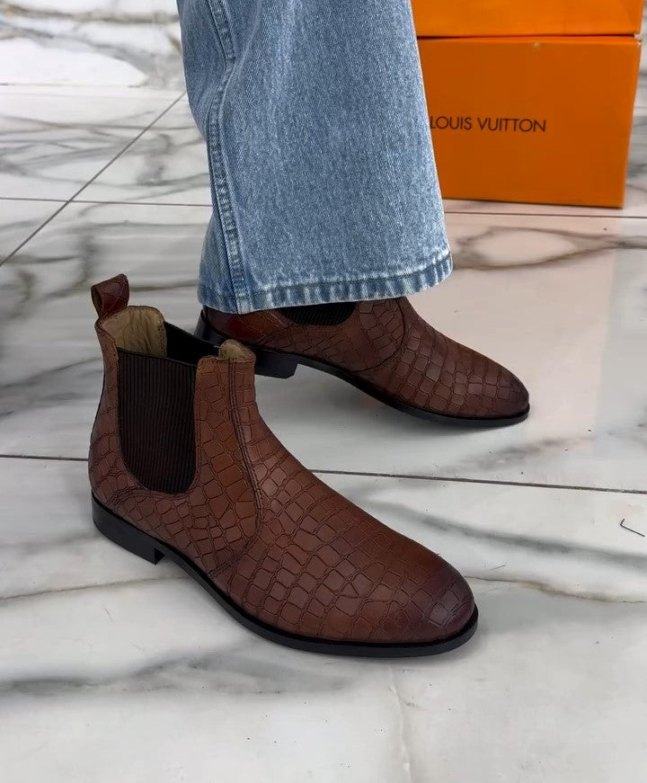 Men's Brown Cracked Ankle Boots