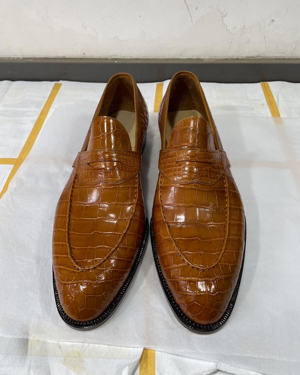Crocodile Leather Brown Handmade Loafers