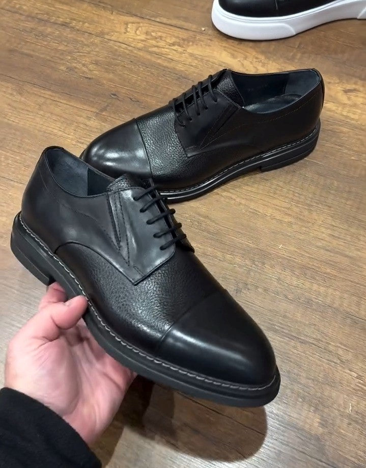 Genuine Leather Casual Eva Sole Black Men's Shoes