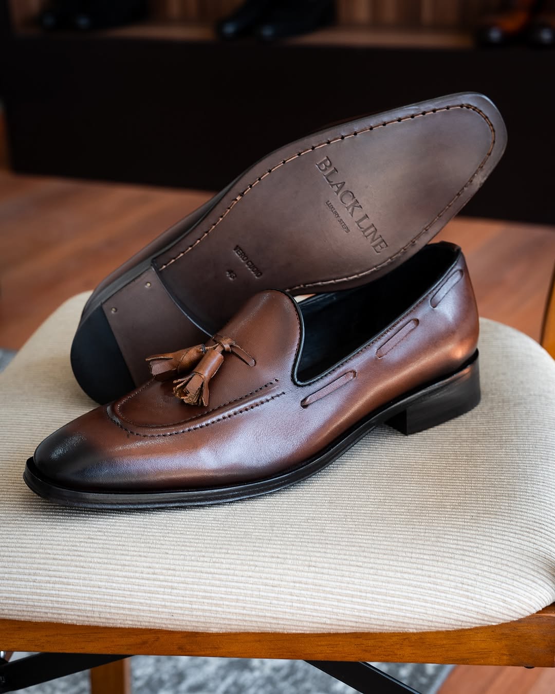 Brown Leather Tassel Loafers