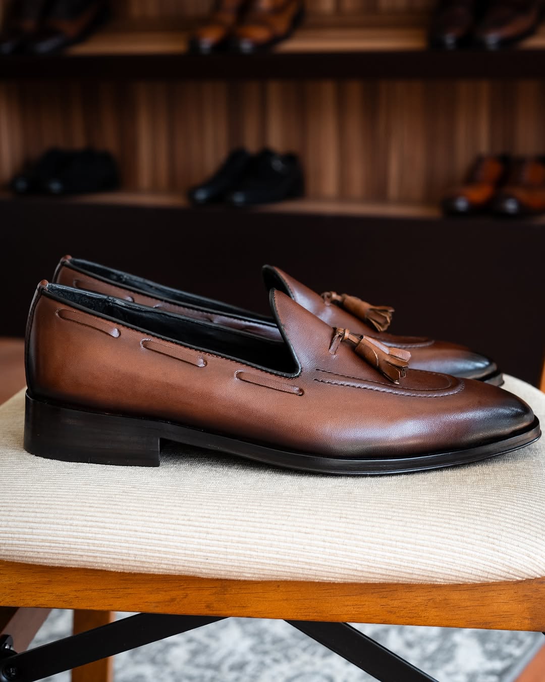 Brown Leather Tassel Loafers