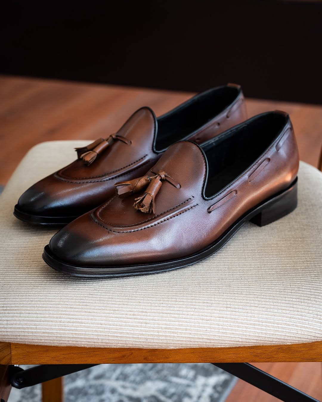 Brown Leather Tassel Loafers