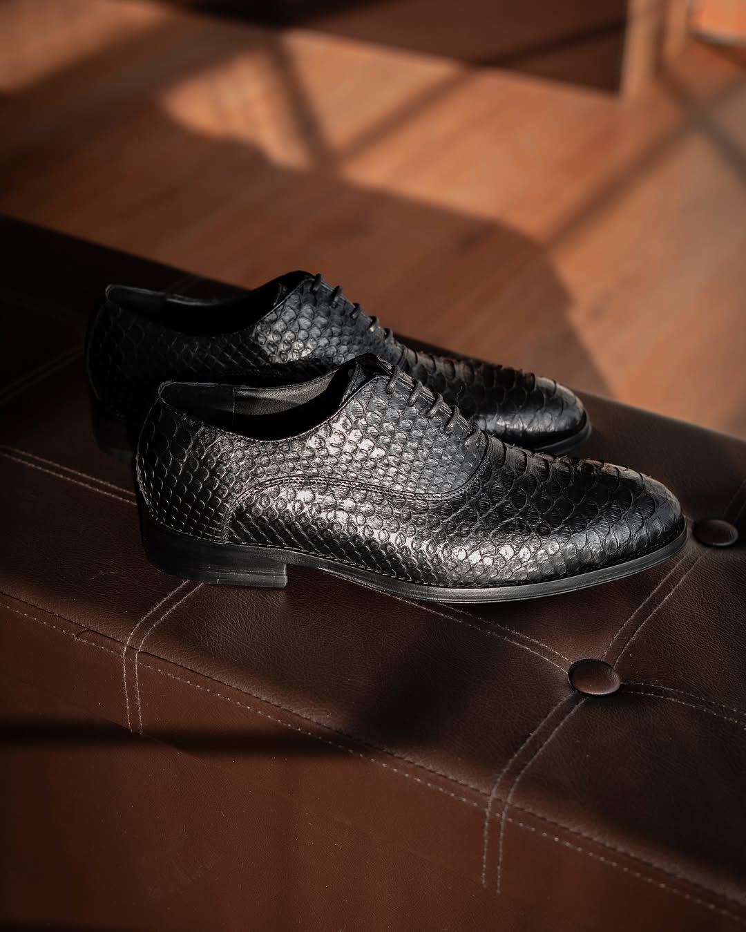 Men's Black Python Oxford Shoes