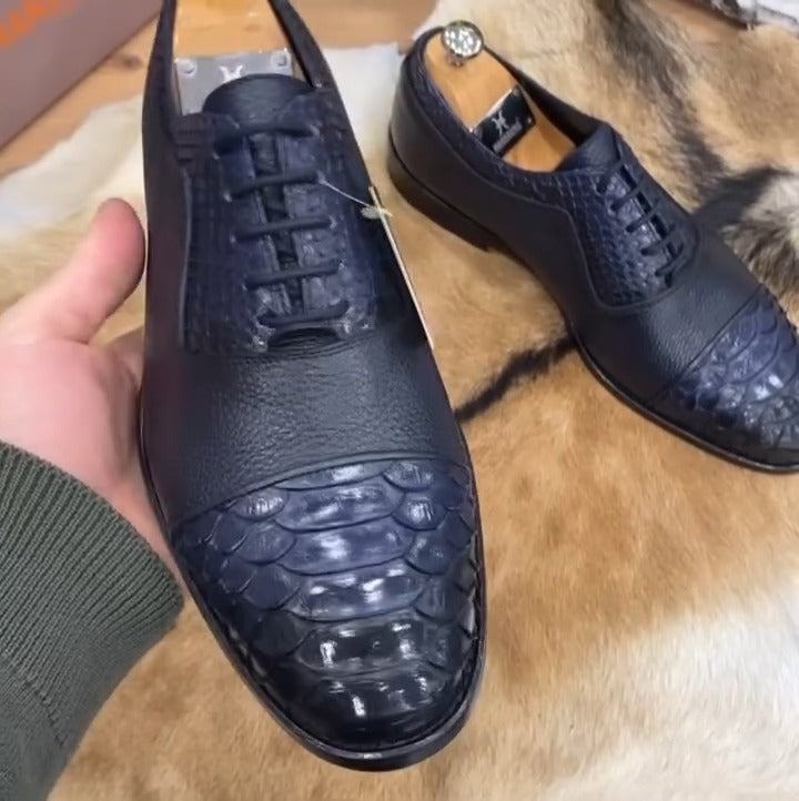 Genuine Python Leather Men's Handmade Leather Shoes