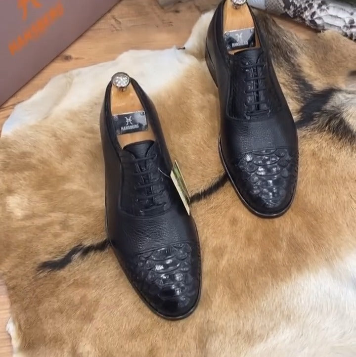 Genuine Python Leather Men's Handmade Leather Shoes