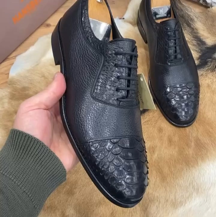 Genuine Python Leather Men's Handmade Leather Shoes