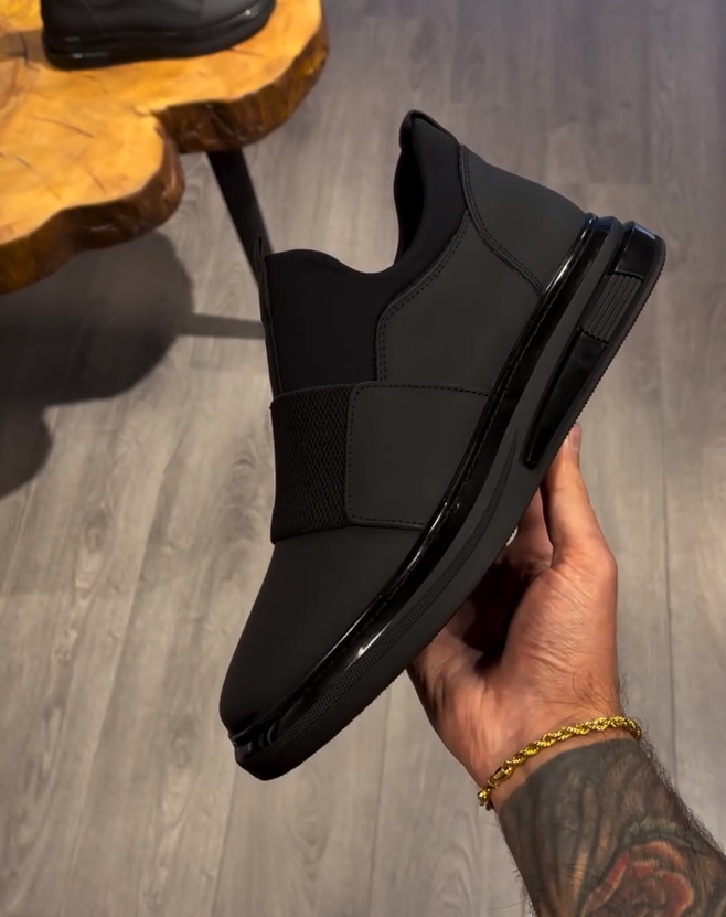 Black Premium Leather Sneakers