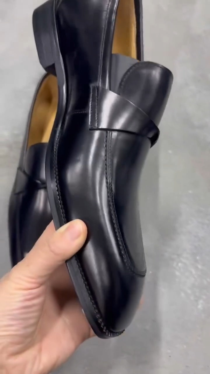 Black Hand-Painted Penny Loafers