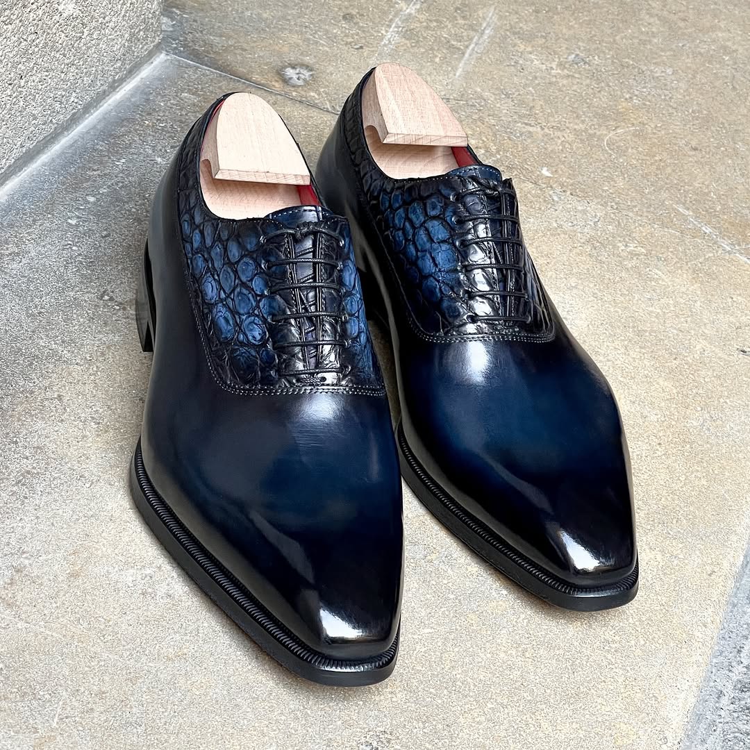 Crocodile&calf Leather Oxford’s Shoes
