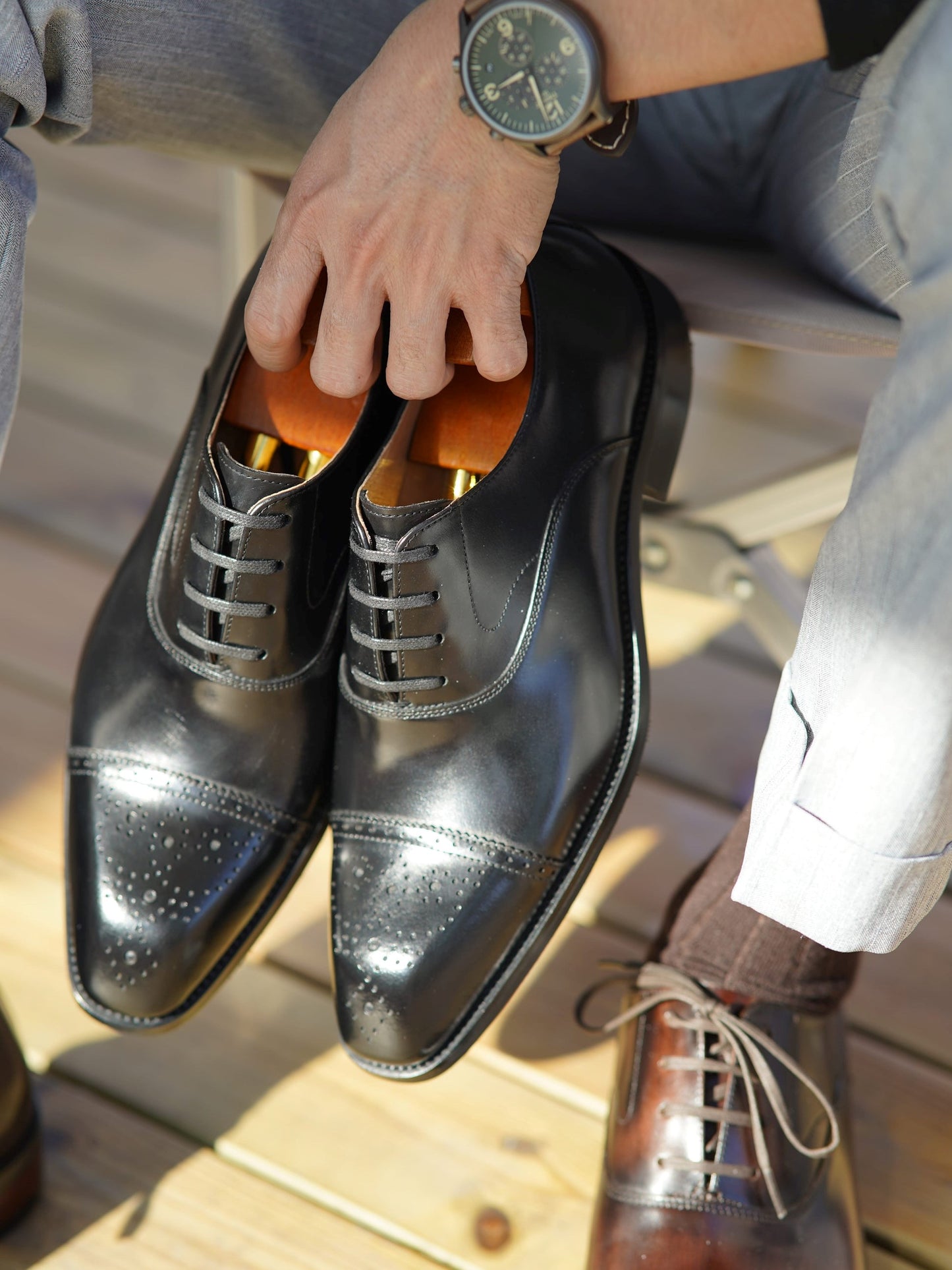 Classic Black Wingtip Oxfords