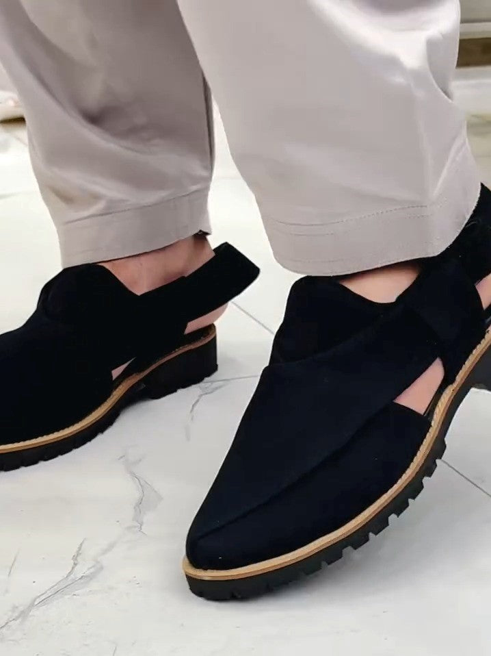 Black Side Buckle Fashion Sandals