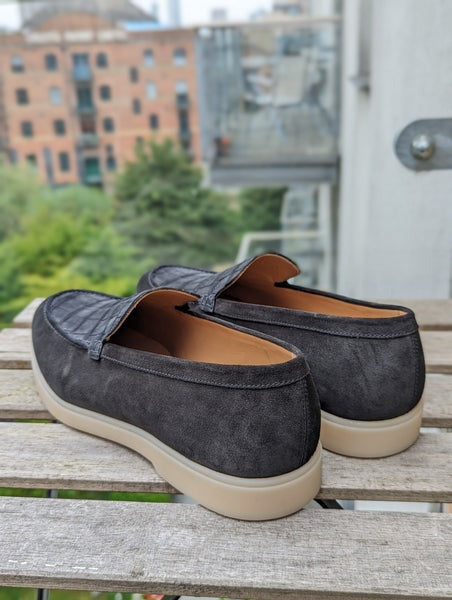 Loafers - Black Suede & Crocodile