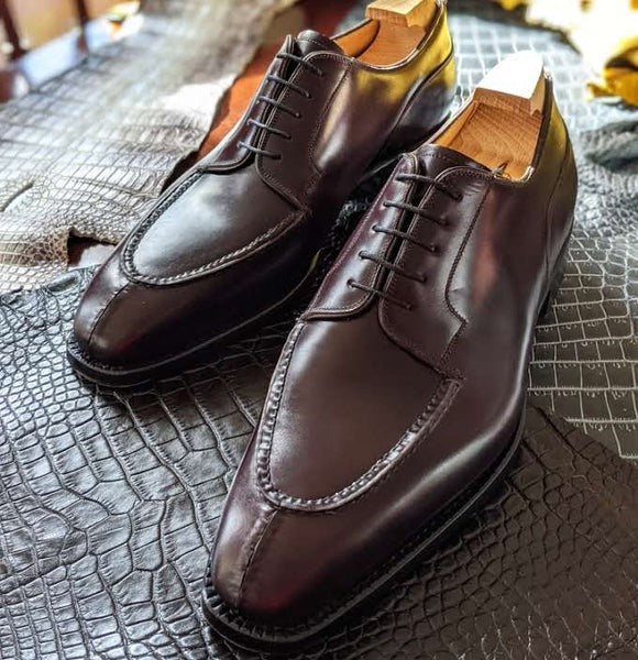 Burgundy Split-Toe Derby Shoes