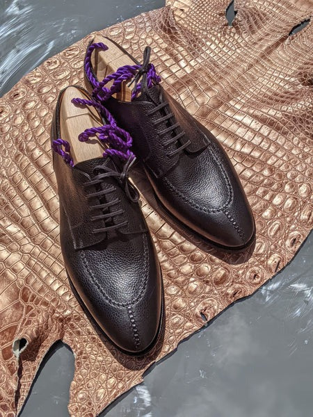 Men's Leather Shoes - Black Scotch Grain