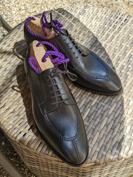 Men's Leather Shoes - Black Scotch Grain