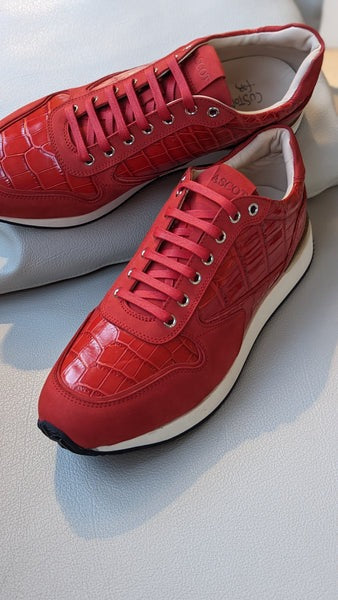Men's Red Crocodile Sneakers