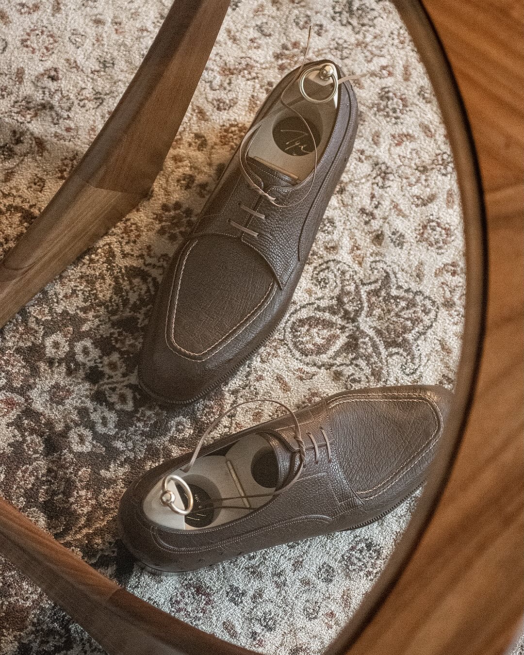 Coffee Brown Ostrich Leather Derby Shoes