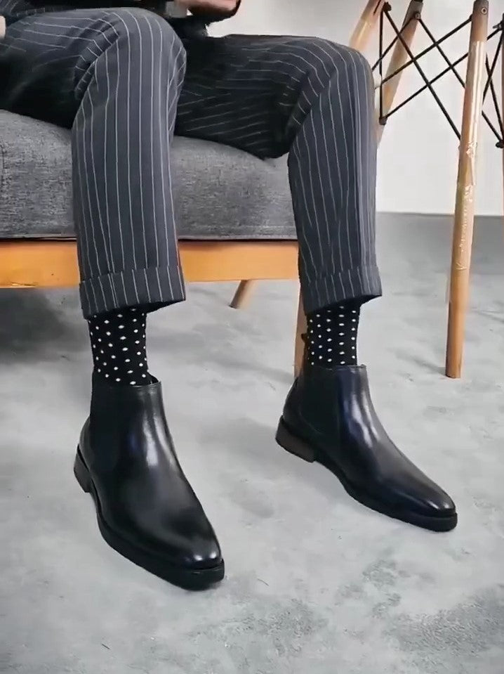 Men's Handmade Black Leather Chelsea Boots