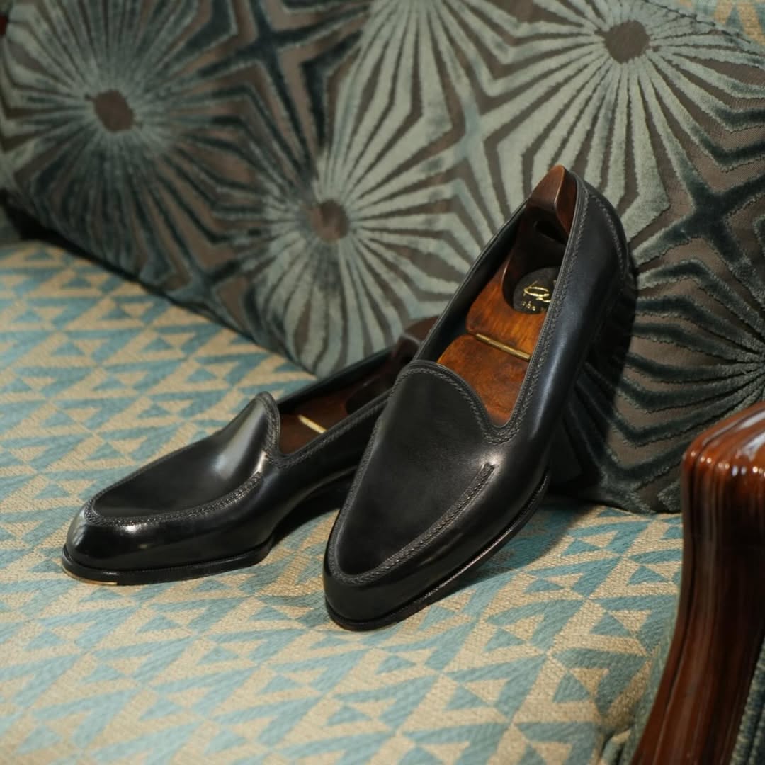 Men's Handmade Black Leather Loafers