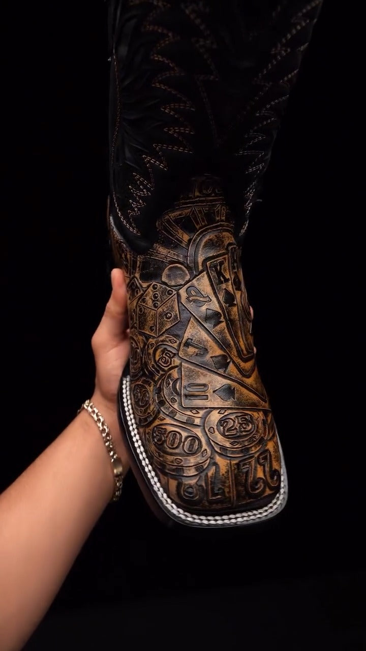 Tan Hand Tooled – Square Toe