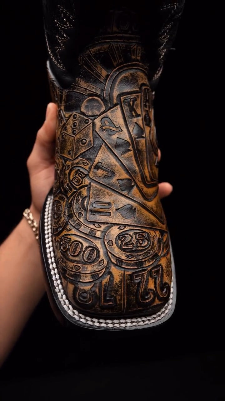 Tan Hand Tooled – Square Toe