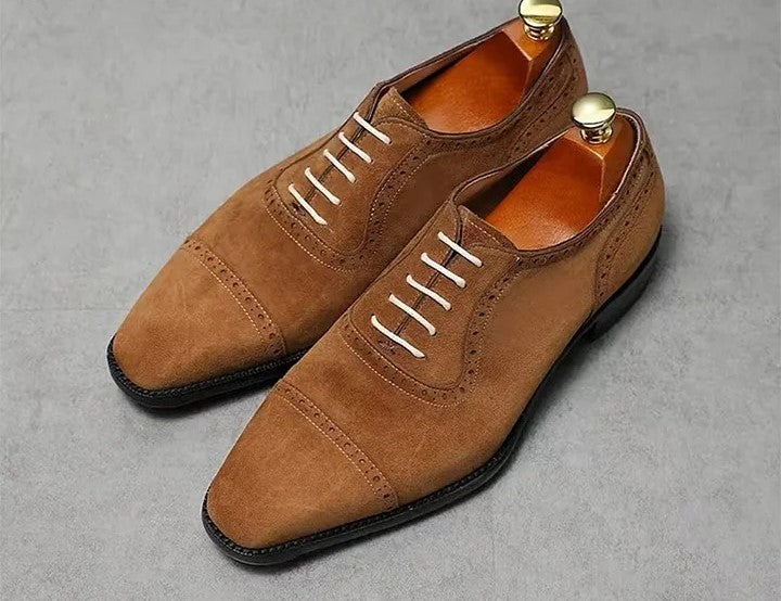 Men's Brown Suede Oxford Shoes