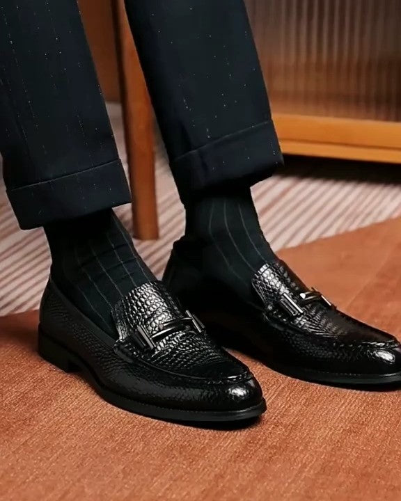 Men's Luxury Black Leather Loafers