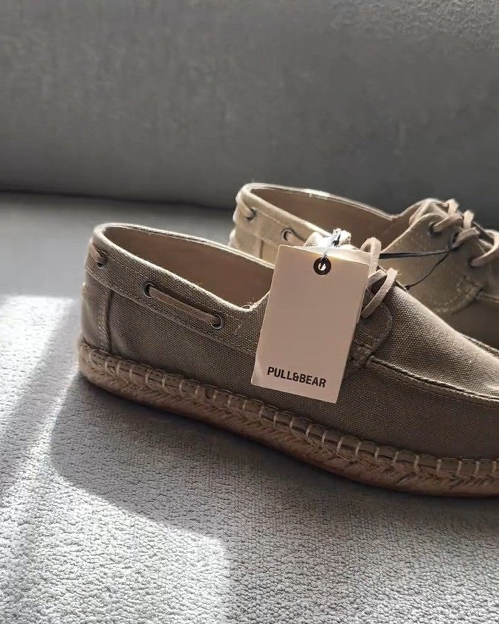 Khaki Handmade Lace-up Casual Shoes