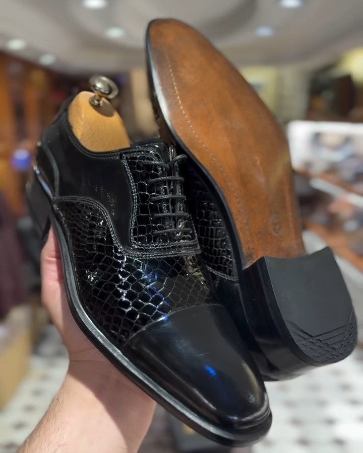 Men's Black Genuine Leather Oxford