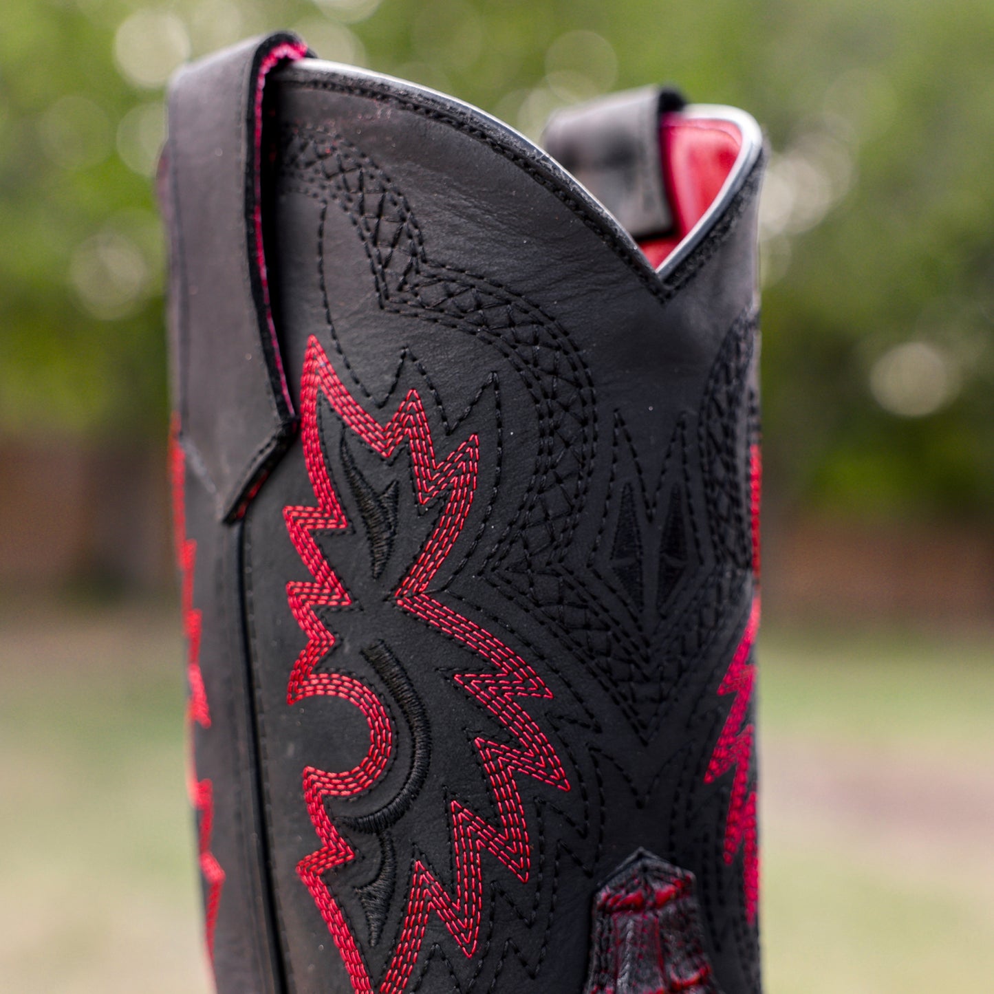 Black Cherry Caiman Belly Leather Boots - 3D Sole Composite Toe