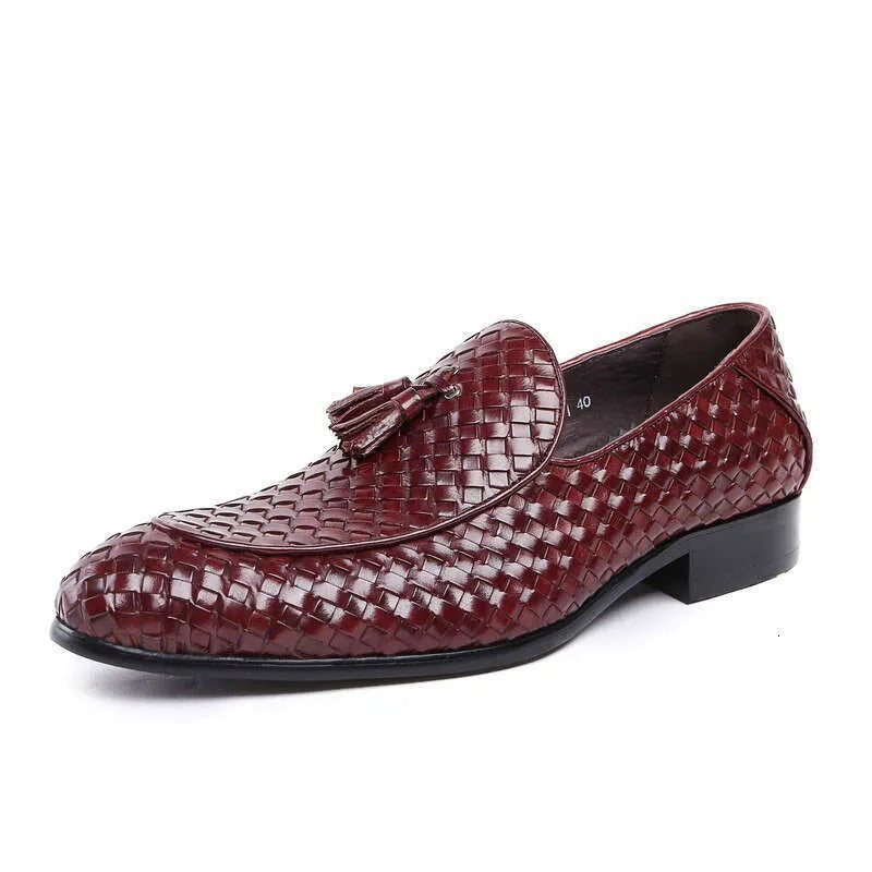 Men's Leather Braided Pattern Loafers