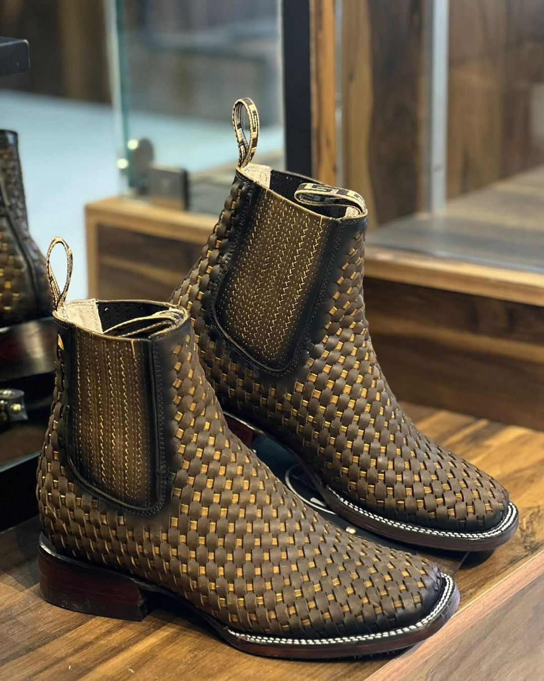 Golden Noble Crocodile Leather Boots