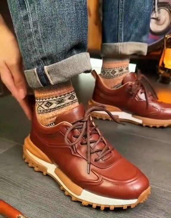Men's Trendy Leather Sneakers