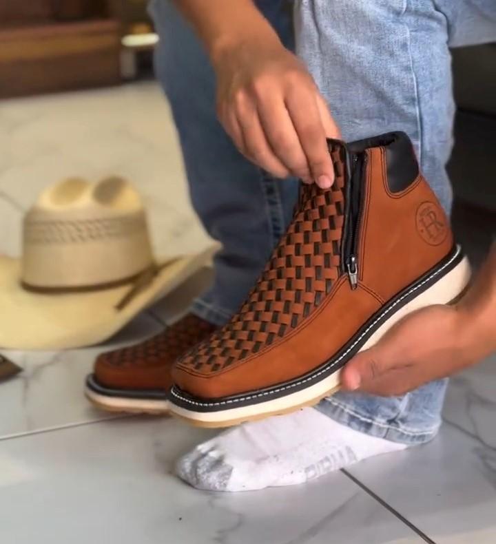 Handmade Double Zipper Square Toe Boots 2