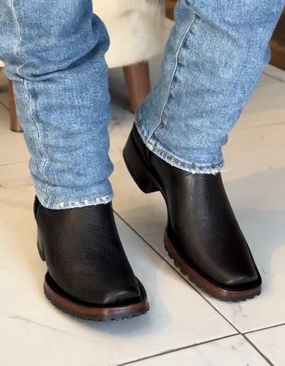 Men's Black Handmade High Leather Boots
