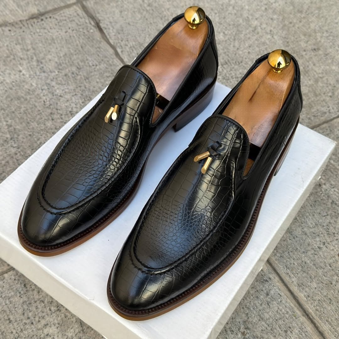 Handmade Crocodile Pattern Brown Leather Shoes
