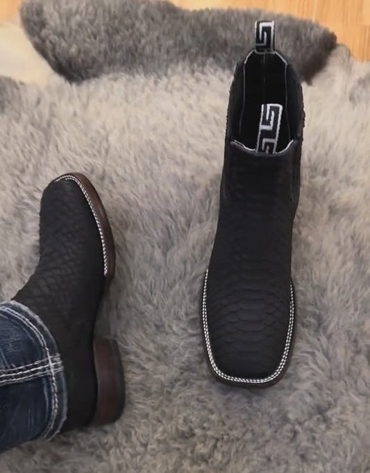 Classic Python Leather Cowboy Boots