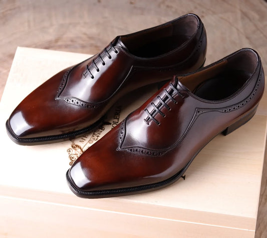 Dark Brown Brogues Leather Shoes