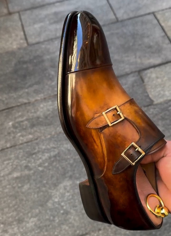 Men's Handmade Brown Monk Shoes