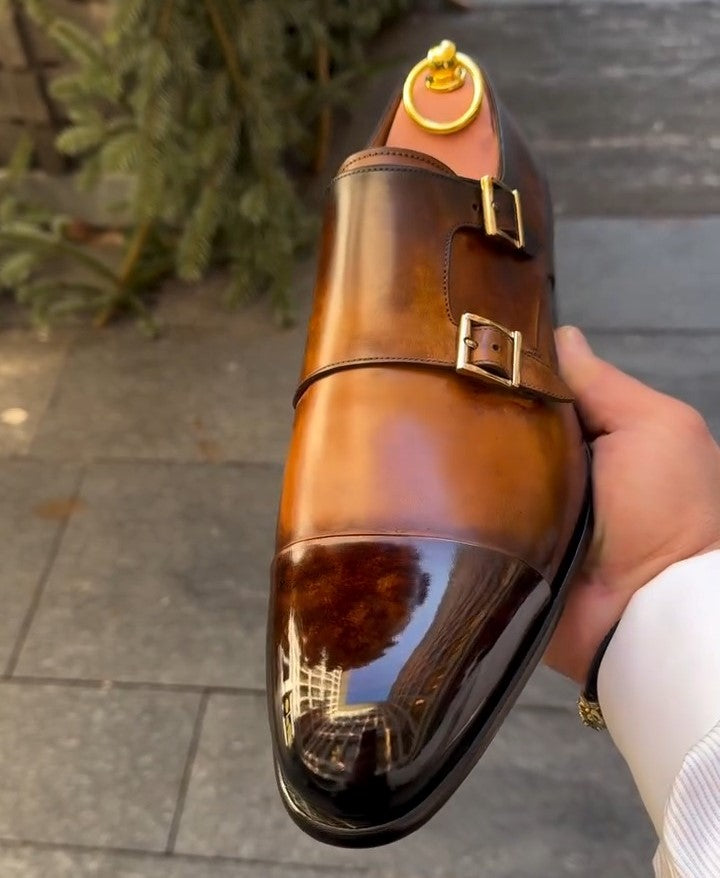 Men's Handmade Brown Monk Shoes