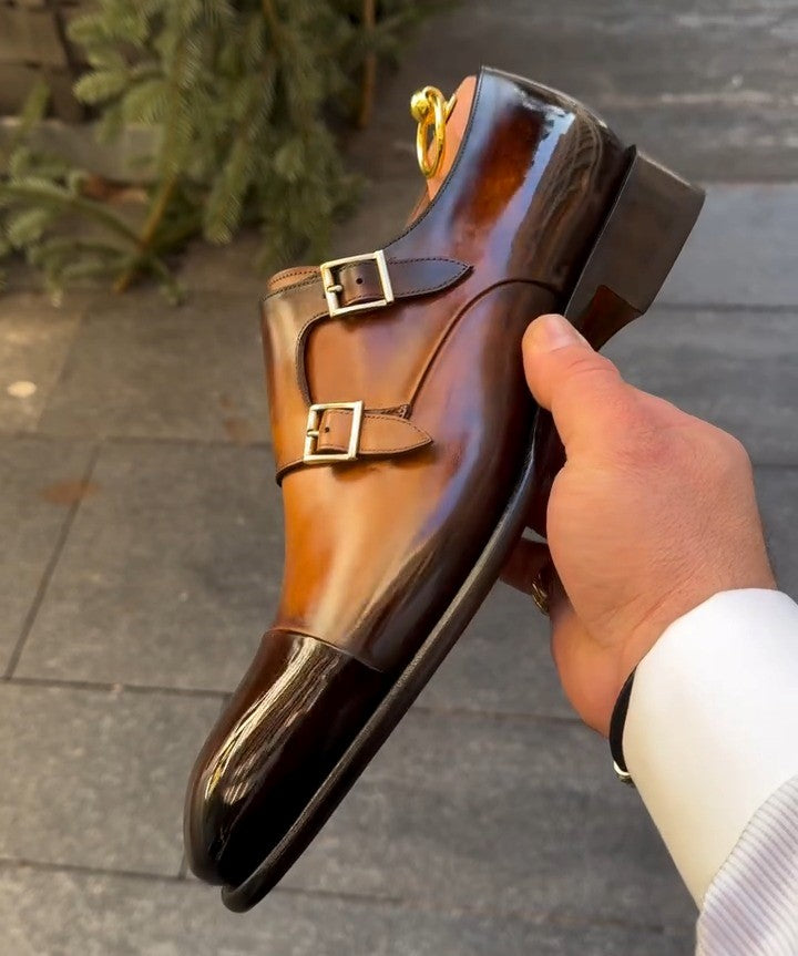 Men's Handmade Brown Monk Shoes