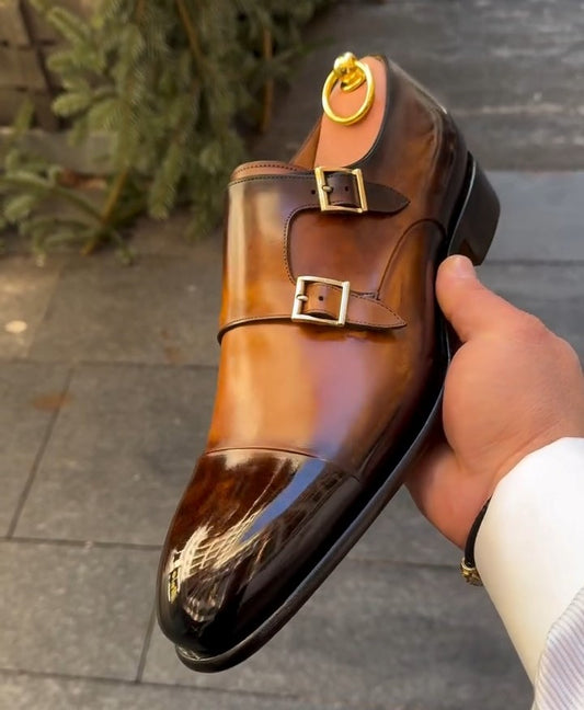 Men's Handmade Brown Monk Shoes