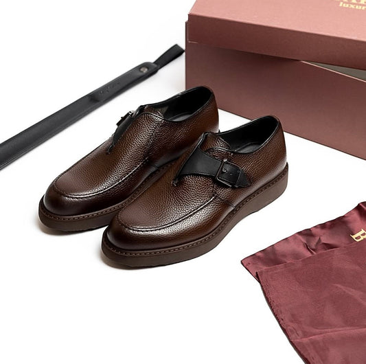 Men's Brown Handmade Leather Monks Shoes