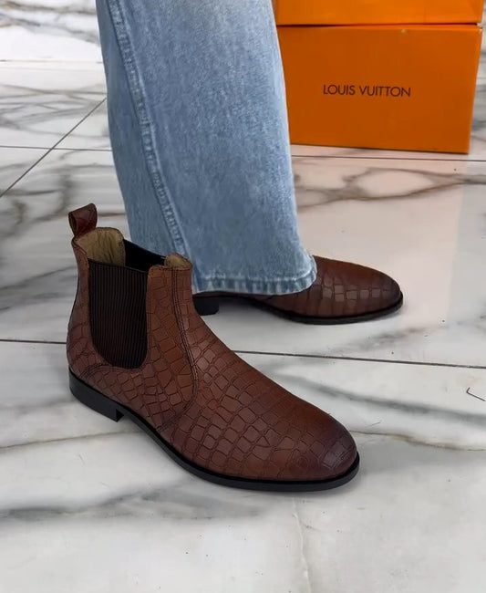 Men's Brown Cracked Ankle Boots